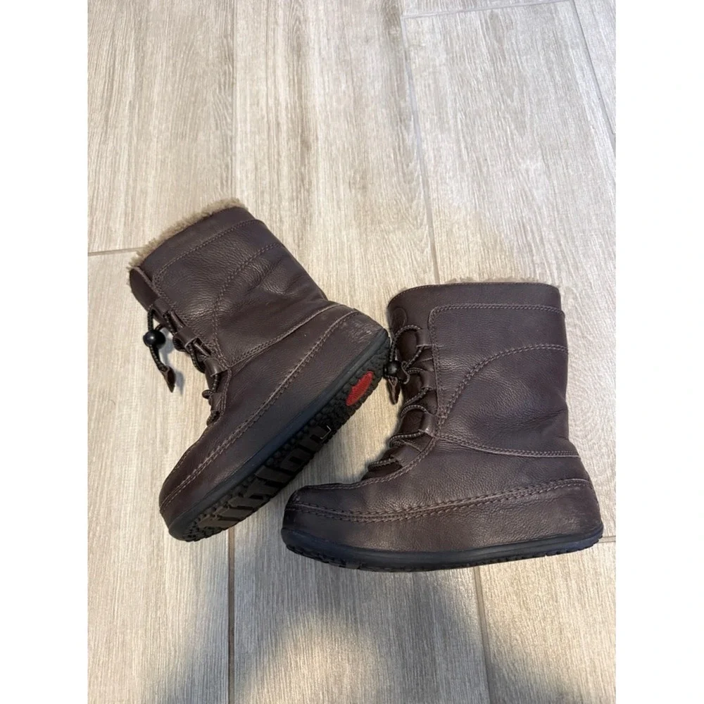 FitFlop Mukluk Leather Shearling Lined Winter Boots Brown Womens‎ 6